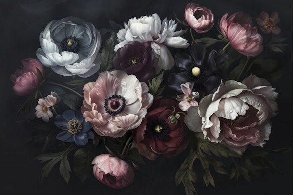 Shadowed Baroque Floral Opulence