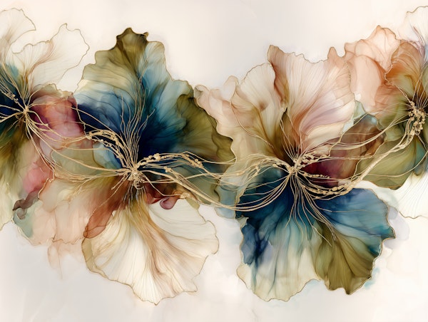 Abstract Ink Flowers Dance