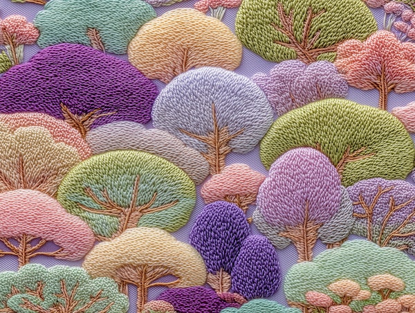 Vibrant Tree Embroidery