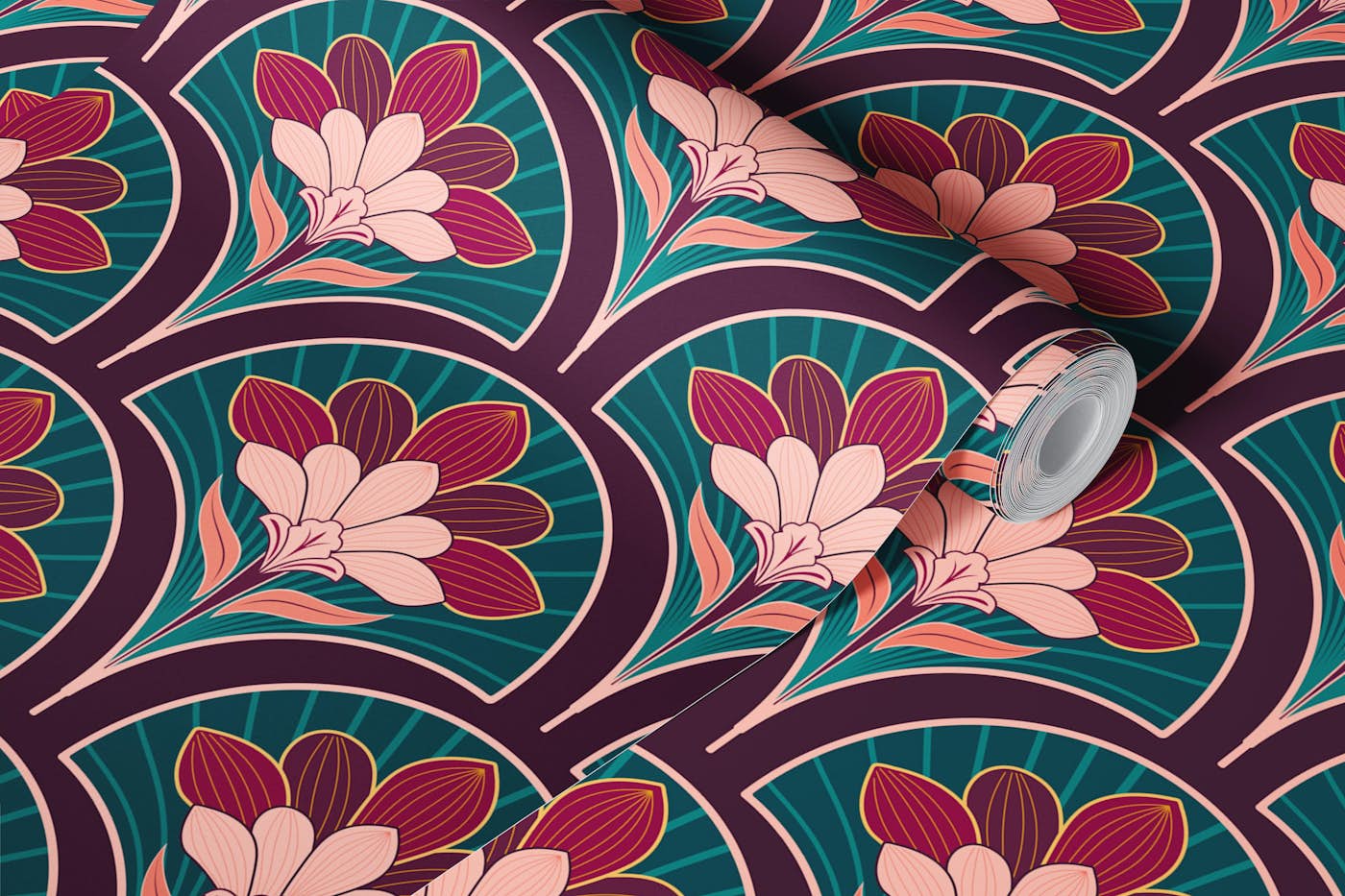 Art Deco Floral Elegance - Retro Glam wallpaper roll