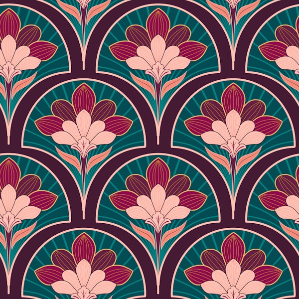 Art Deco Floral Elegance - Retro Glam