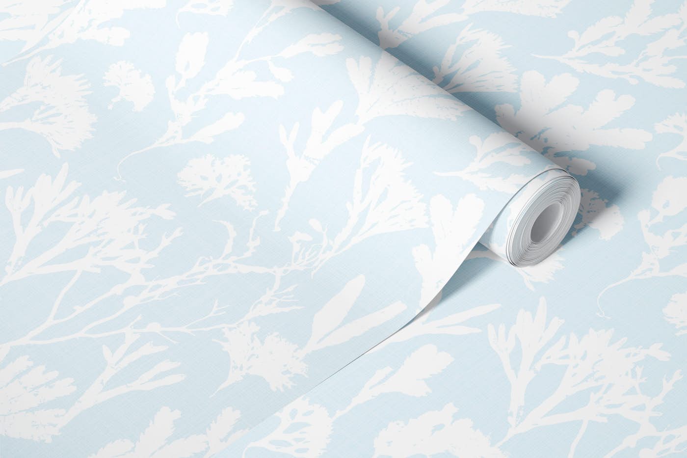 coastal seaweed - light blue wallpaper roll