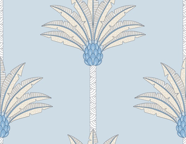 Decorative Palm Stripes - light blue