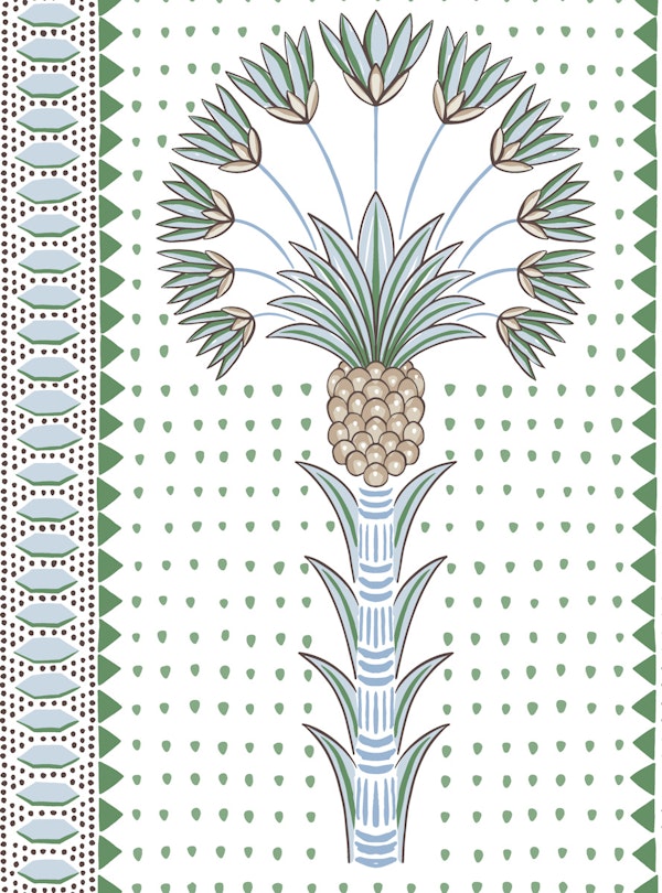 Boho palm stripes - green