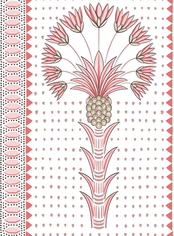 Boho Palm Stripes - Peachy Pink