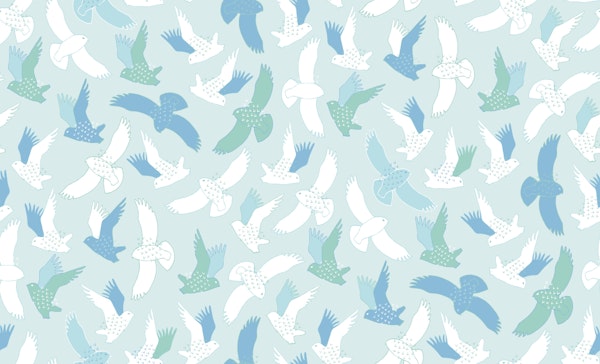 Snowy Owls - blue mint white Medium small