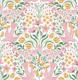 Spring floral with birds - pink