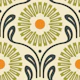 Retro Ornate Daisy in Green Orange - L