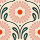 Retro Ornate Daisy in Green Pink - L