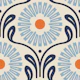 Retro Ornate Daisy in Blue Orange - S