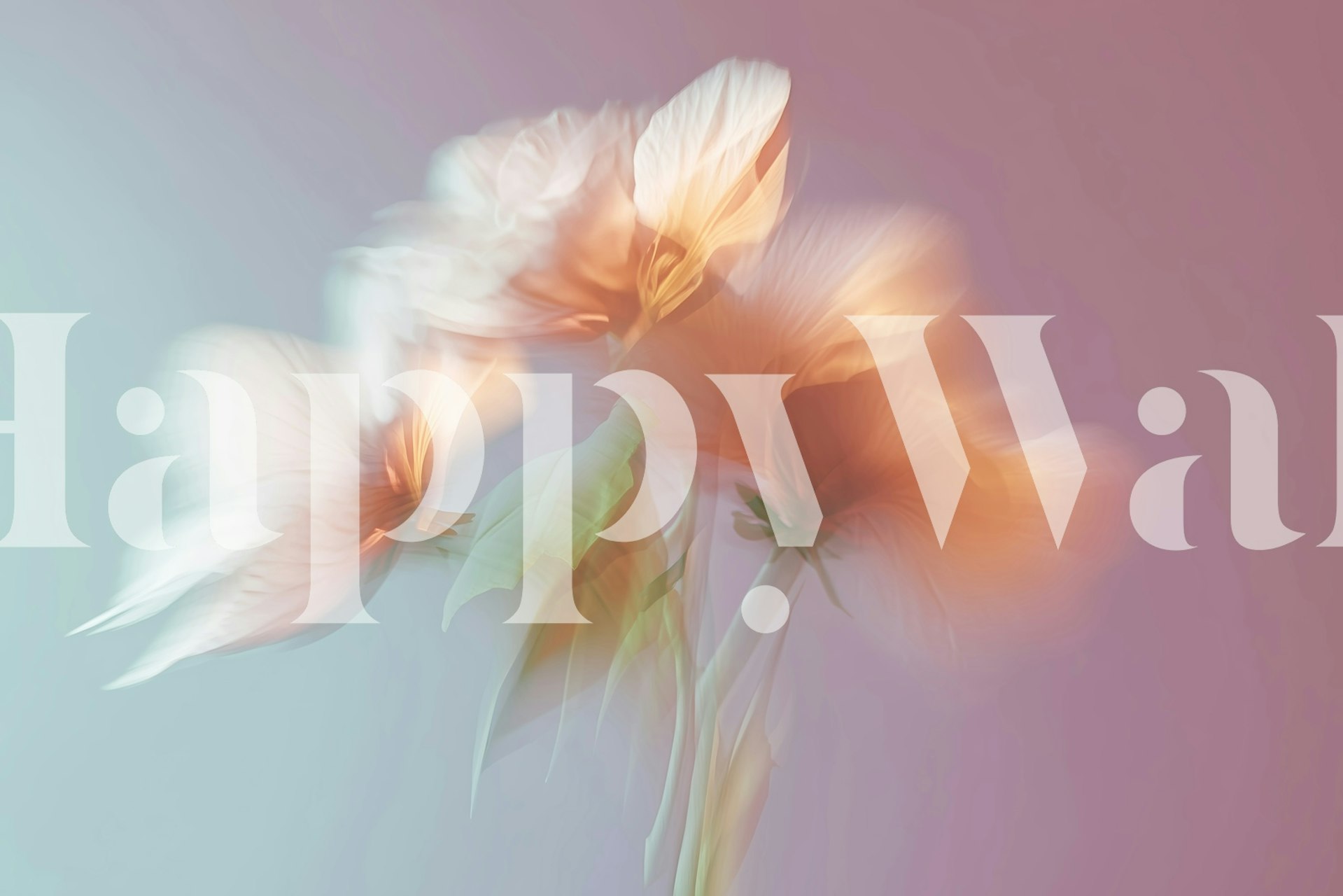 Motion blur flowers wallpaper in room
