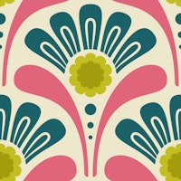 Bold Floral Joy in Pink Green - S papiers peint