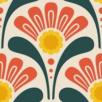 Bold Floral Joy in Red Yellow Green - S papiers peint