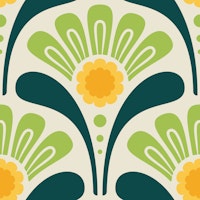 Bold Floral Joy in Green Yellow - L papiers peint