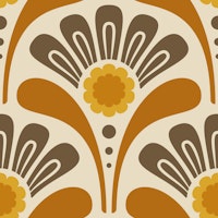Bold Floral Joy in Orange Brown - L papiers peint