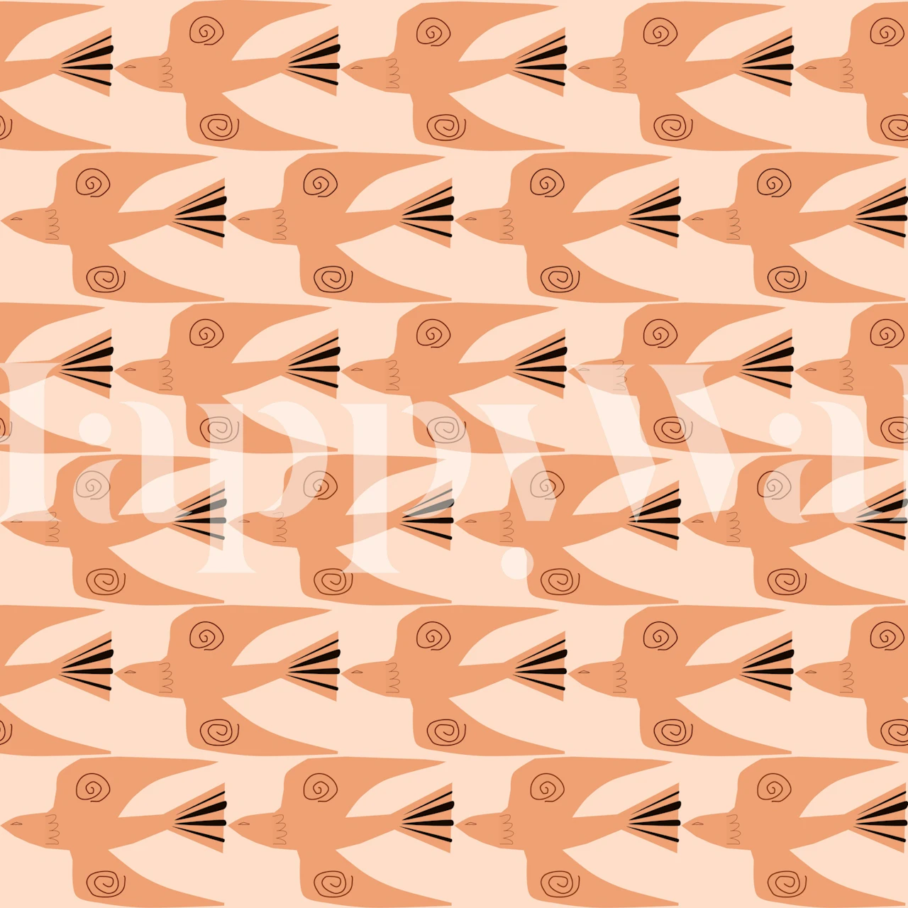 Peace Doves Terracotta behang in een kamer