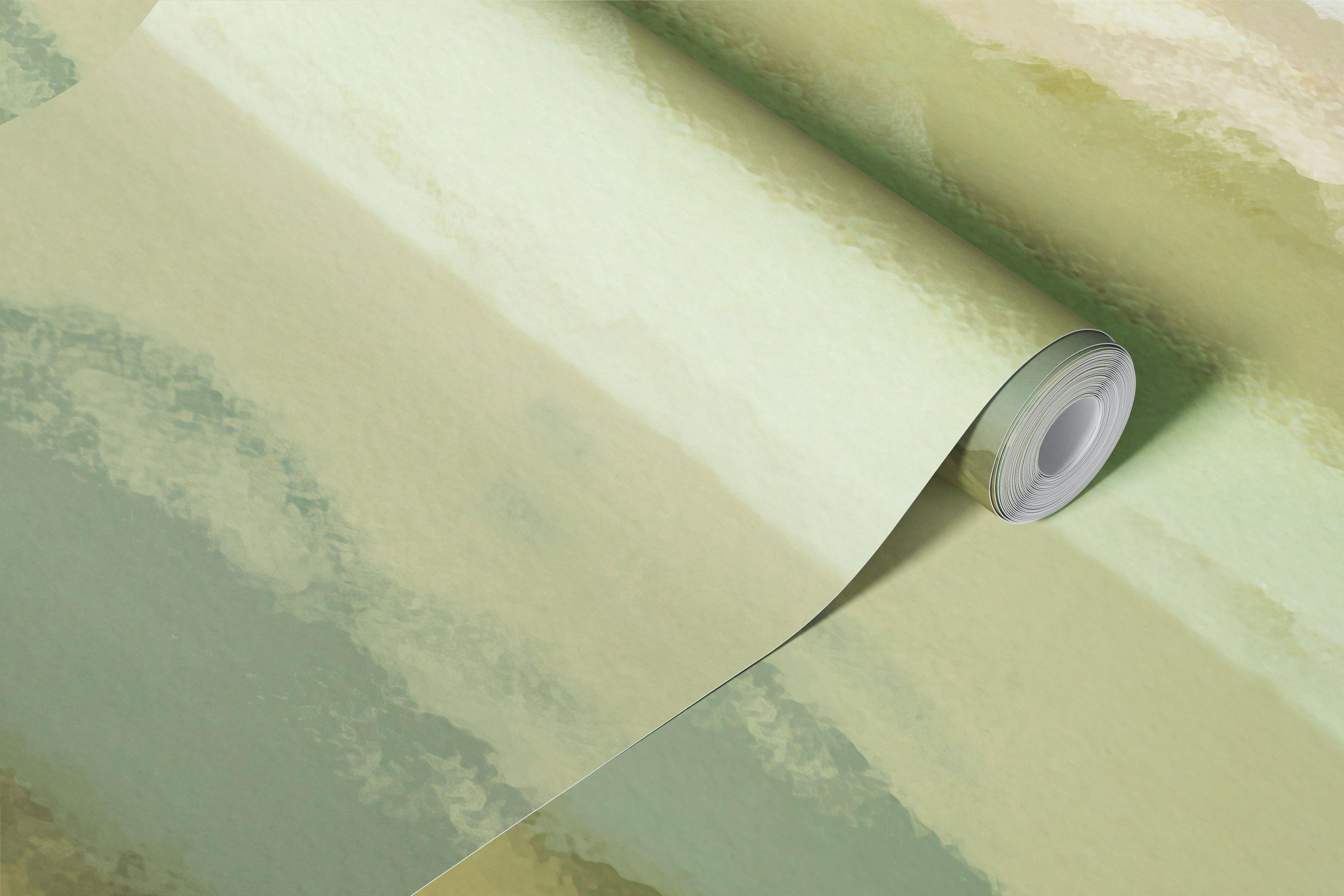 Green Pastel Abstract Landscape wallpaper in a room