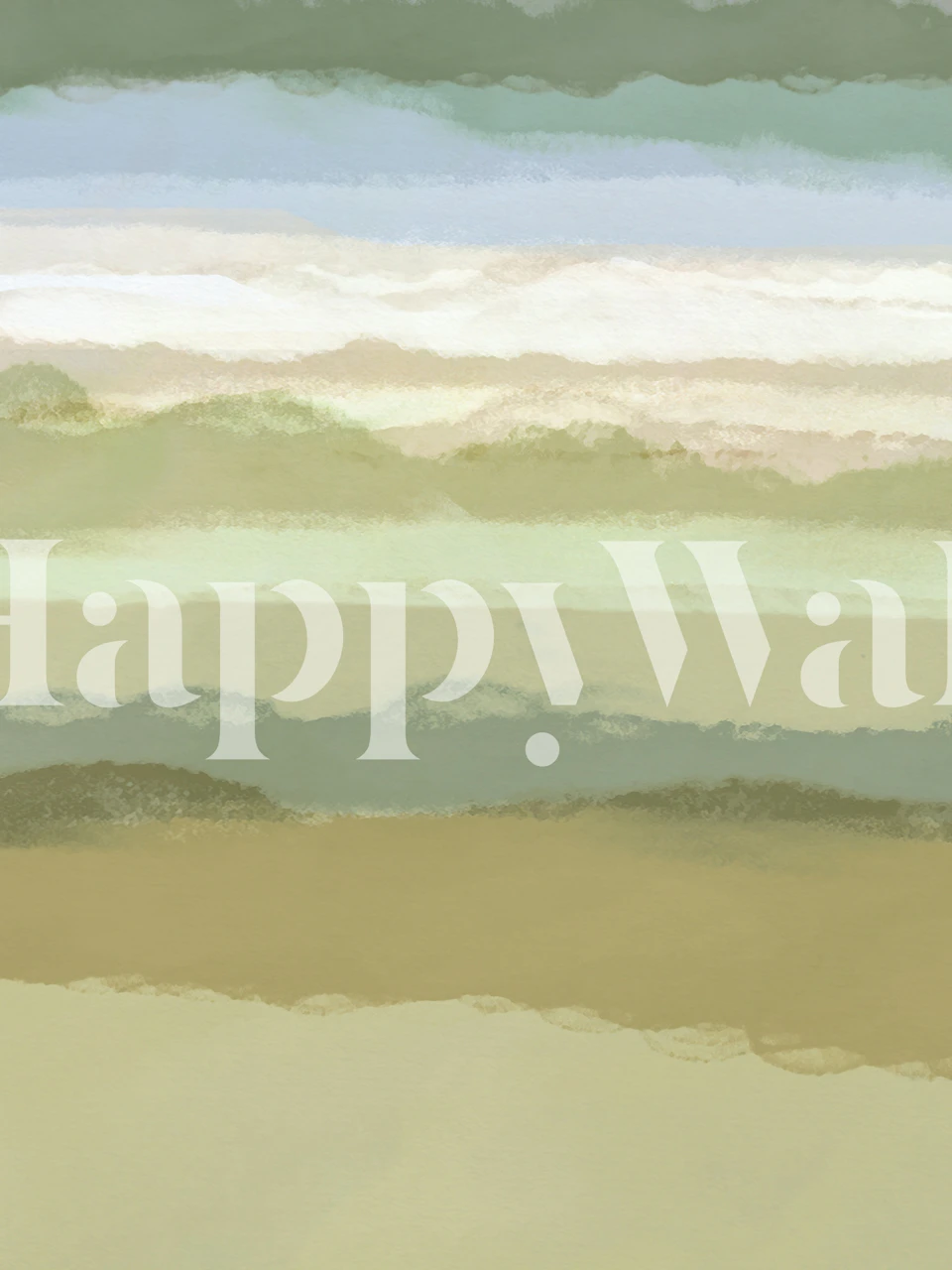 Green Pastel Abstract Landscape wallpaper in a room