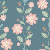 Strawberry Vines & Blossoms Blustery Sky tapety