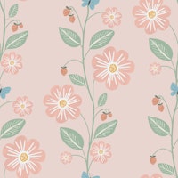 Strawberry Vines & Blossoms Malted Milk tapete