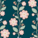 Strawberry Vines & Blossoms Dark Blue