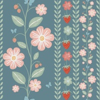 Blossoms and Berries Delight Blustery Sky ταπετσαρία