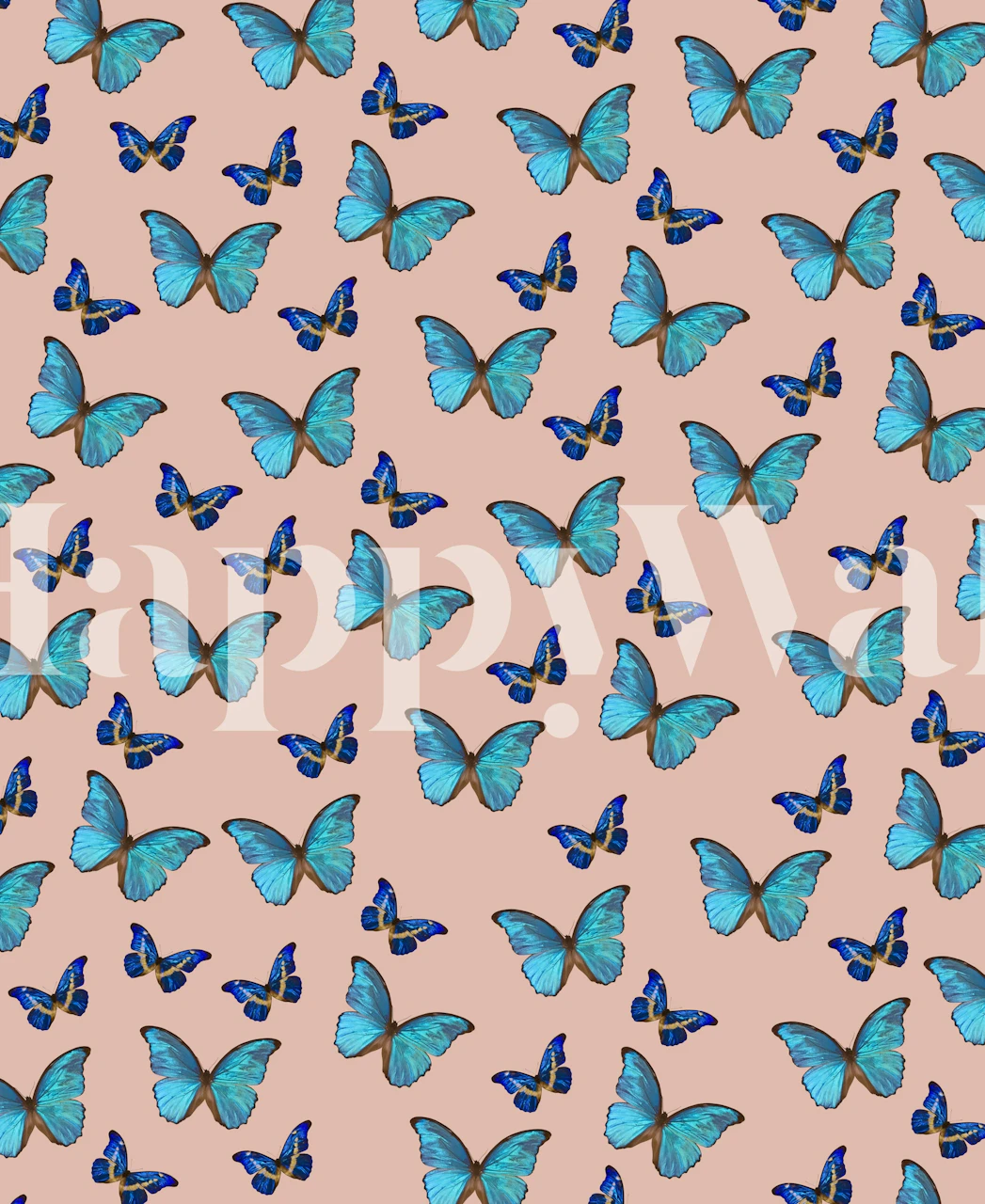 Blue terracotta butterfly wallpaper design