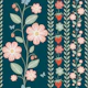 Blossoms and Berries Delight Dark Blue