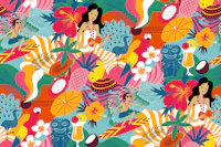 waikiki tiki candy pop red wallpaper