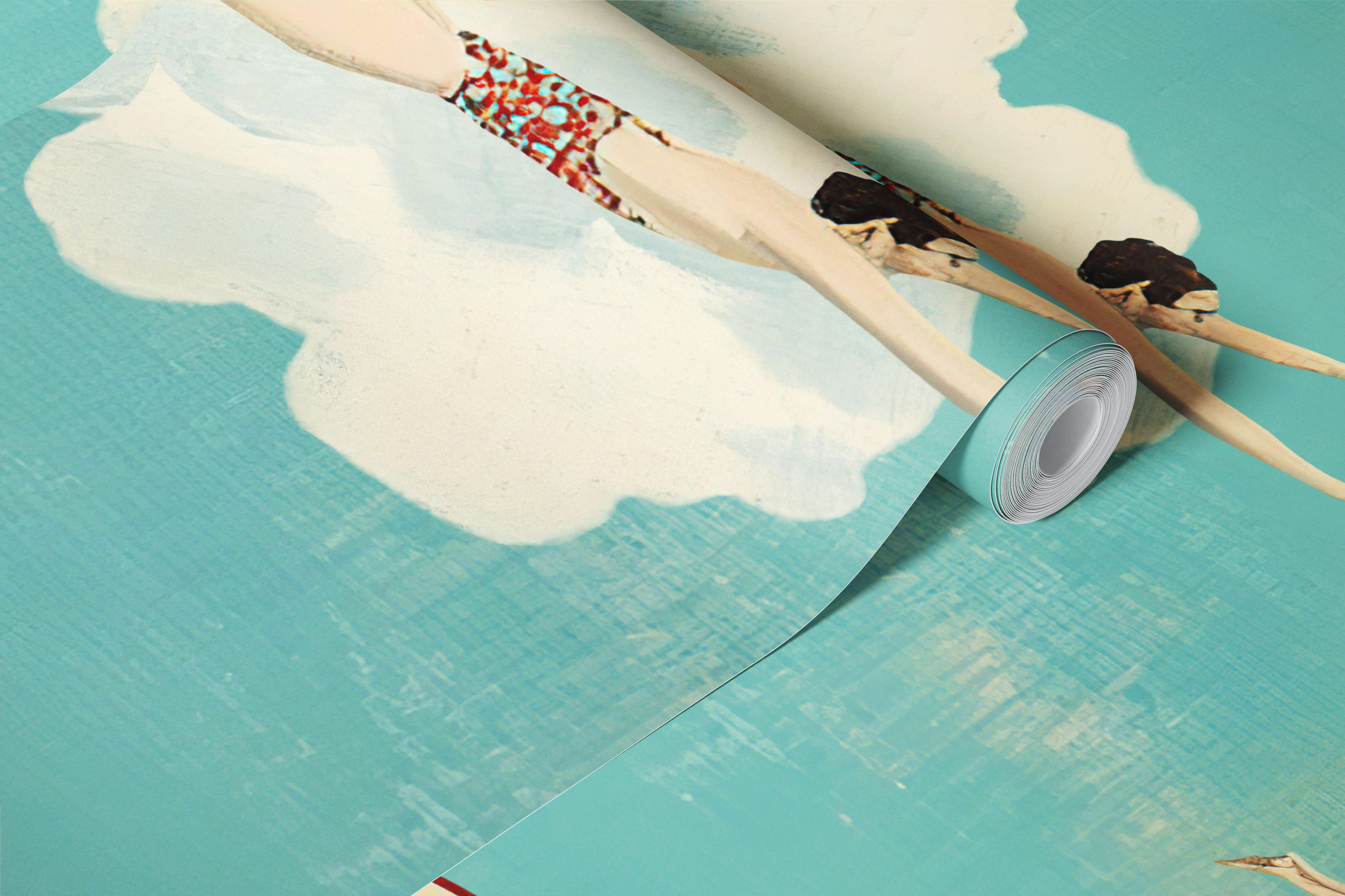 Tapeta Sky Swimmers V2 w pokoju