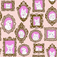 Adorable Pets in Brown Frames on Pink tapete