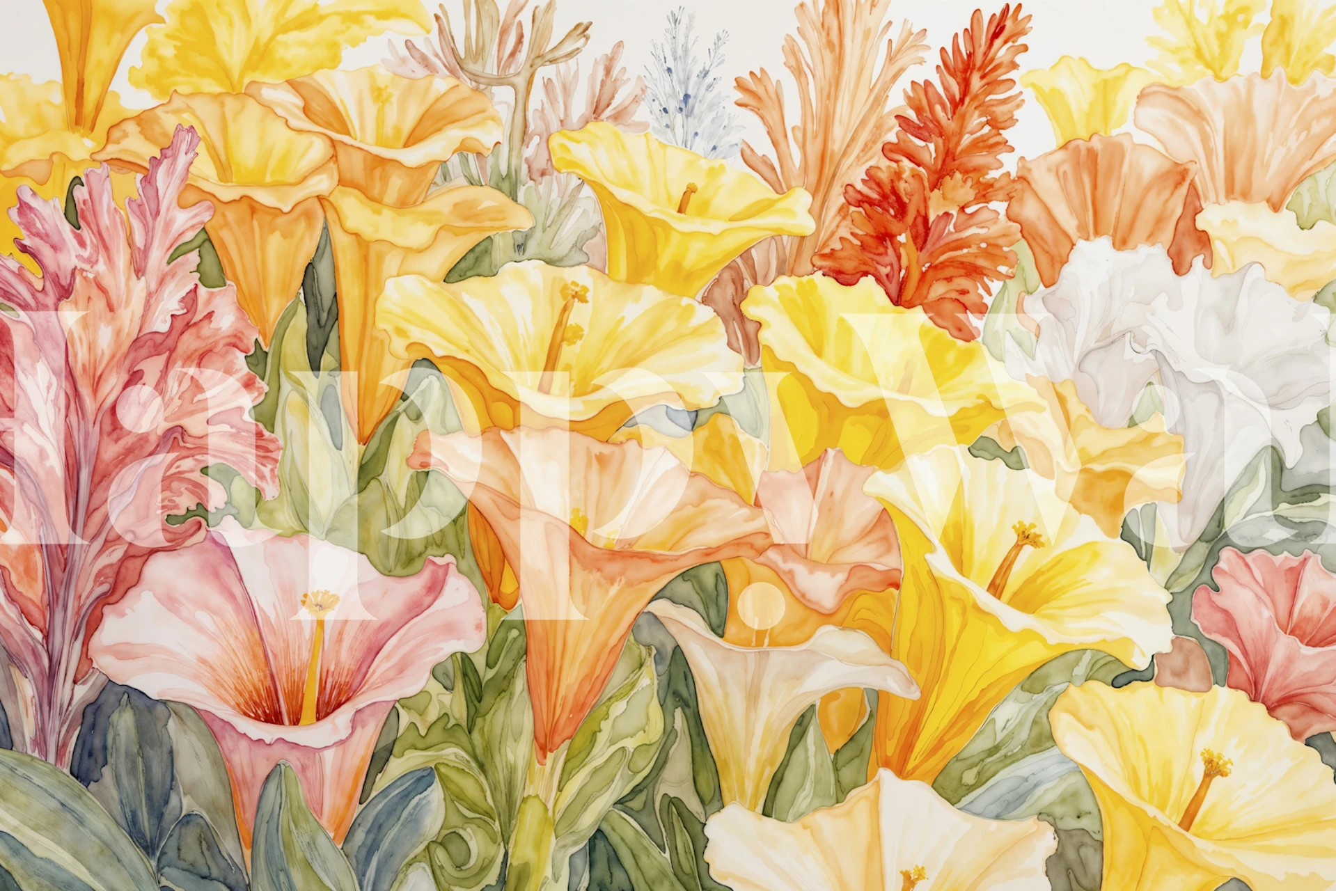 Sunny Floral Symphony tapet i et stilig rom