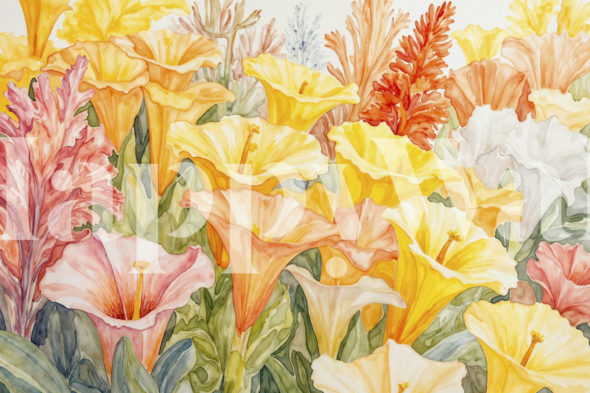 Sunny Floral Symphony wallpaper in a stylish room