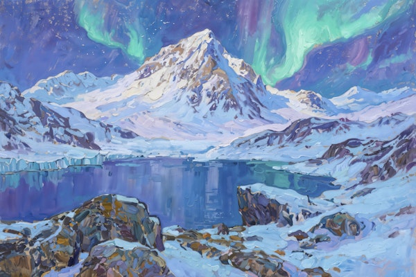 Aurora Over Snowy Peaks