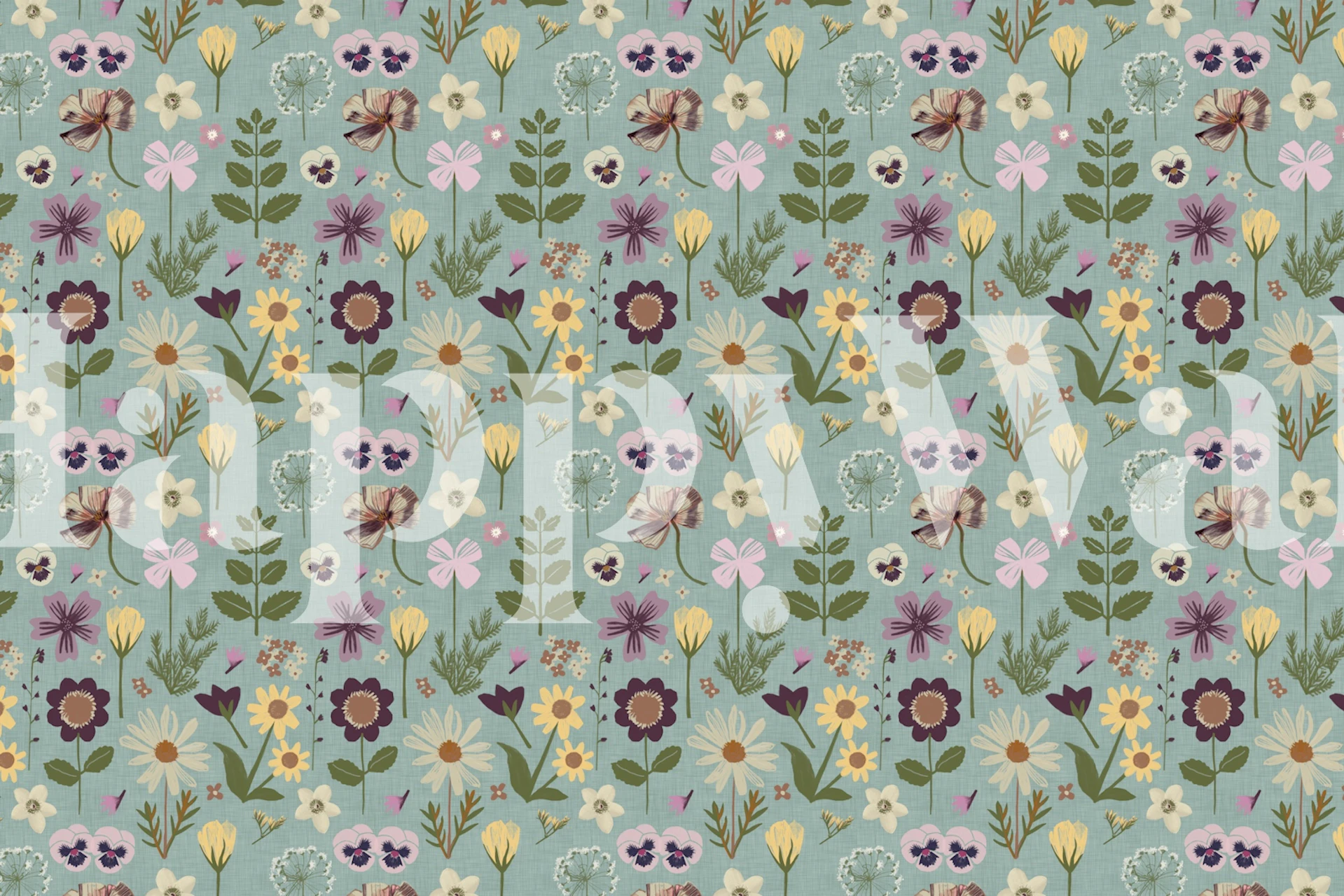 Home Grown Florals wallpaper in a room