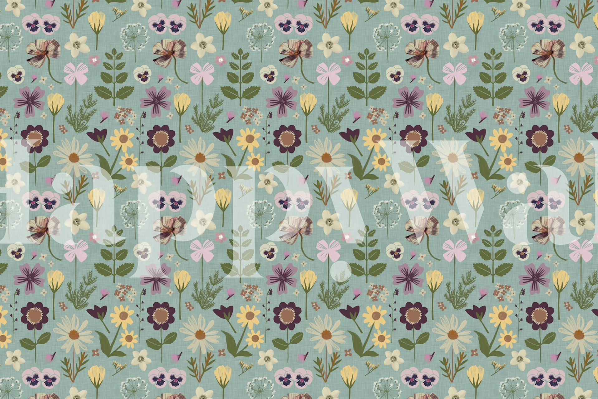 Home Grown Florals wallpaper in a room