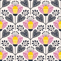 Stylish Scandinavian Flower Magic Pink Yellow wallpaper