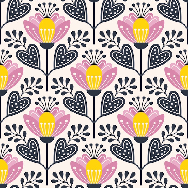 Stylish Scandinavian Flower Magic Pink Yellow