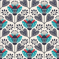 Stylish Scandinavian Flower Magic Blue Red tapete
