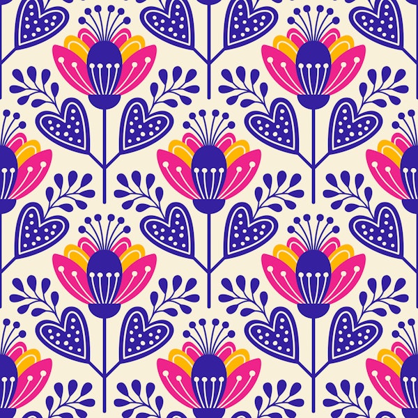 Stylish Scandinavian Flower Magic Purple