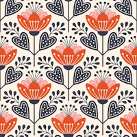 Stylish Scandinavian Flower Magic Red tapete