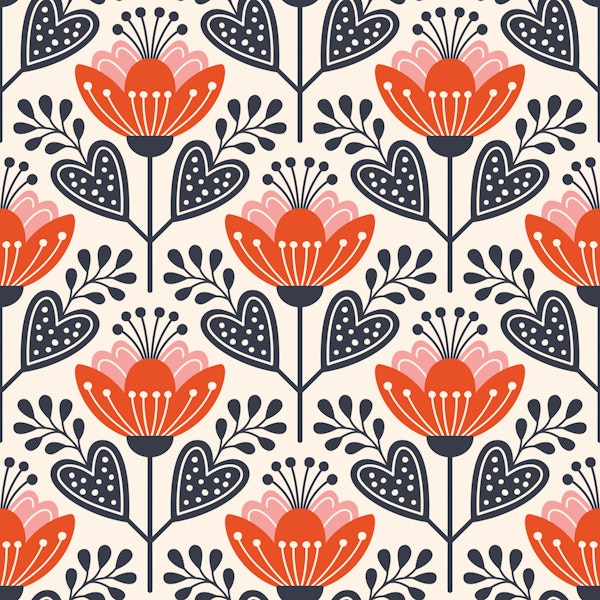 Stylish Scandinavian Flower Magic Red