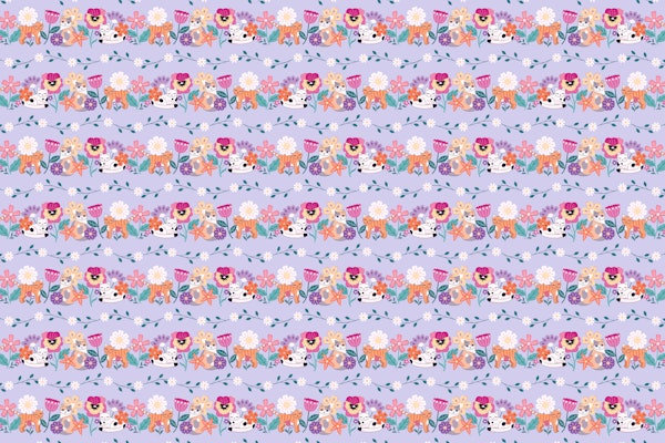 Floral Kitten Stripe