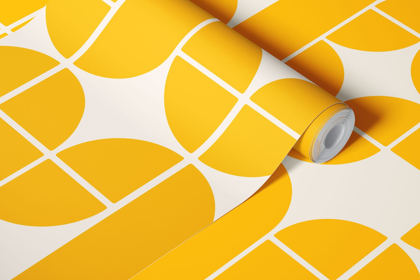 Mid Century Pattern Yellow wallpaper roll