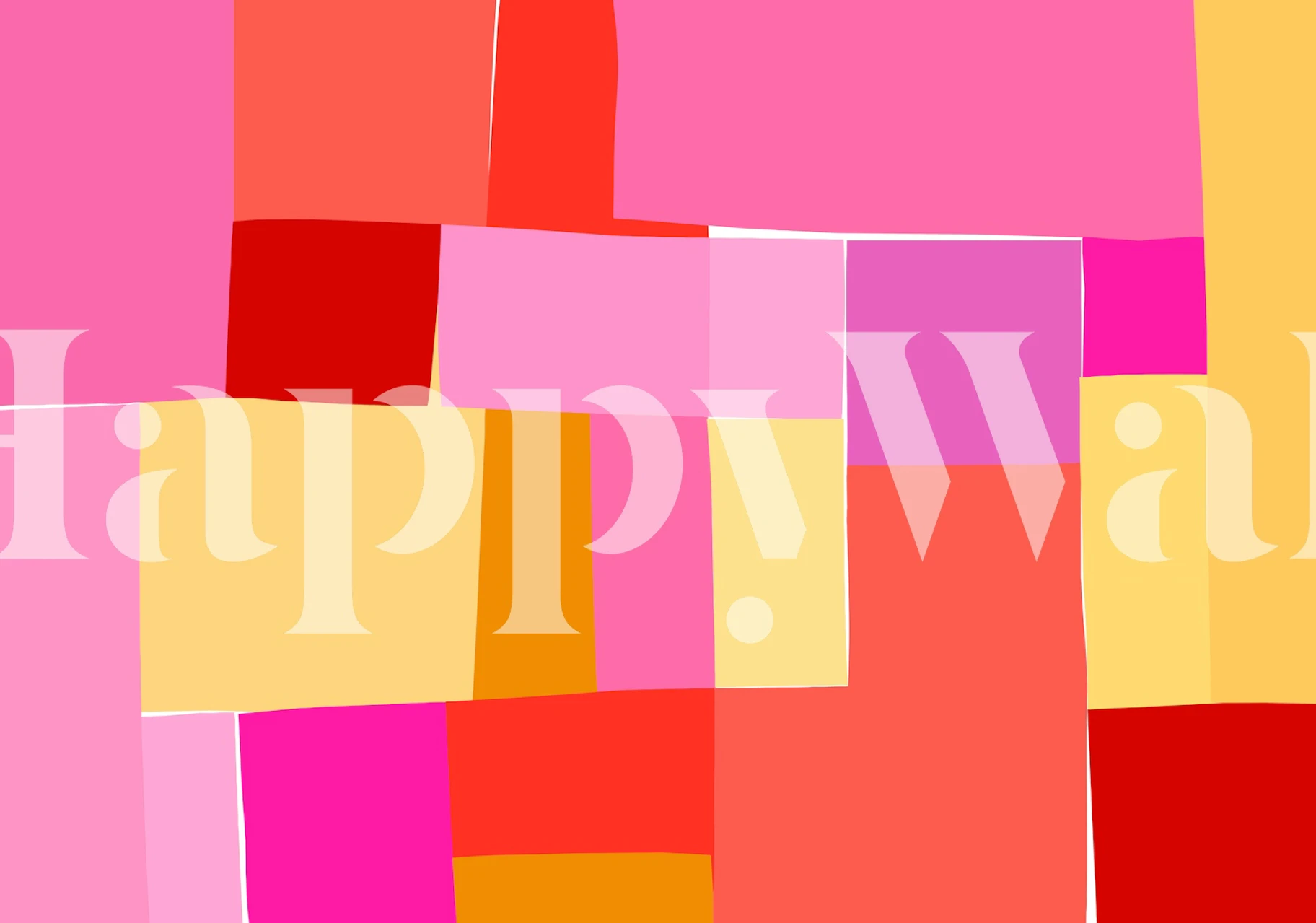 Colorful geometric blocks in red, pink, yellow wallpaper