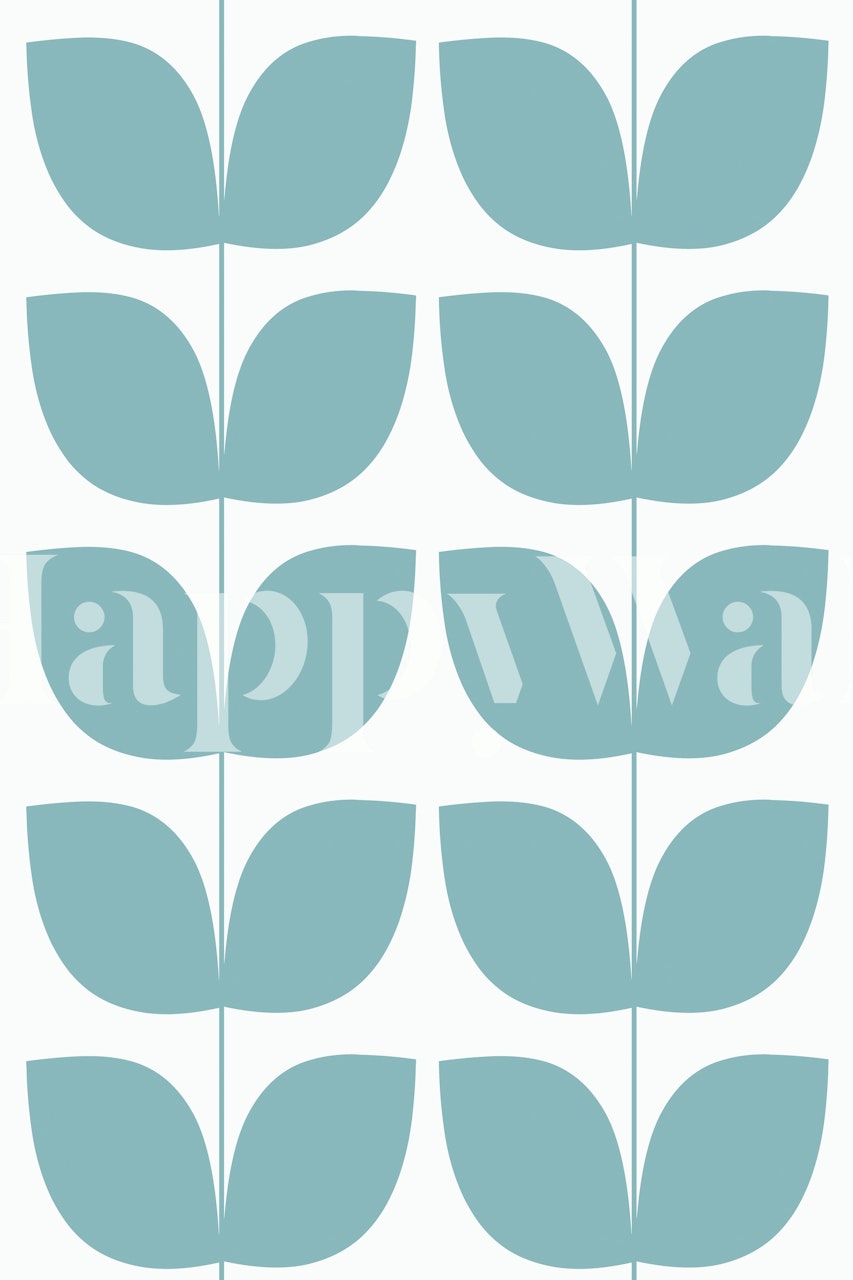 Design tapety Mid Century Leaves w pokoju