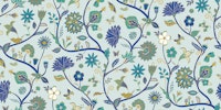 Fantasy Indian floral - emerald on mint sky S carta da parati