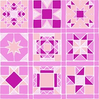 Vintage Sewing Quilt Squares in Pinks tapeta