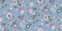 Spring Flowers blue and lilac on blue grey M ταπετσαρία
