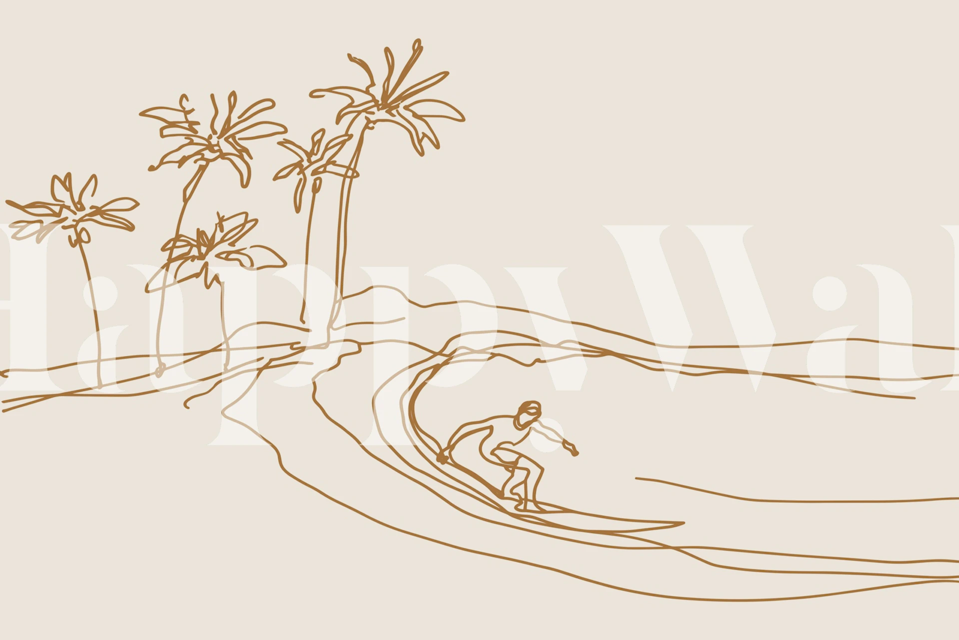 Line Surfer - Bronze behang in een kamer